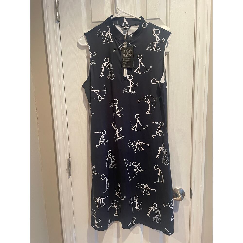 CEGolfs Patterned Golf Dress in Black and White Sleeveless, A71